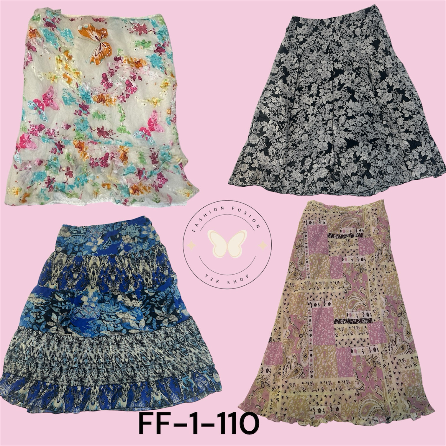 Jupe en polyester imprimée florale pour femme (FF-1-110)