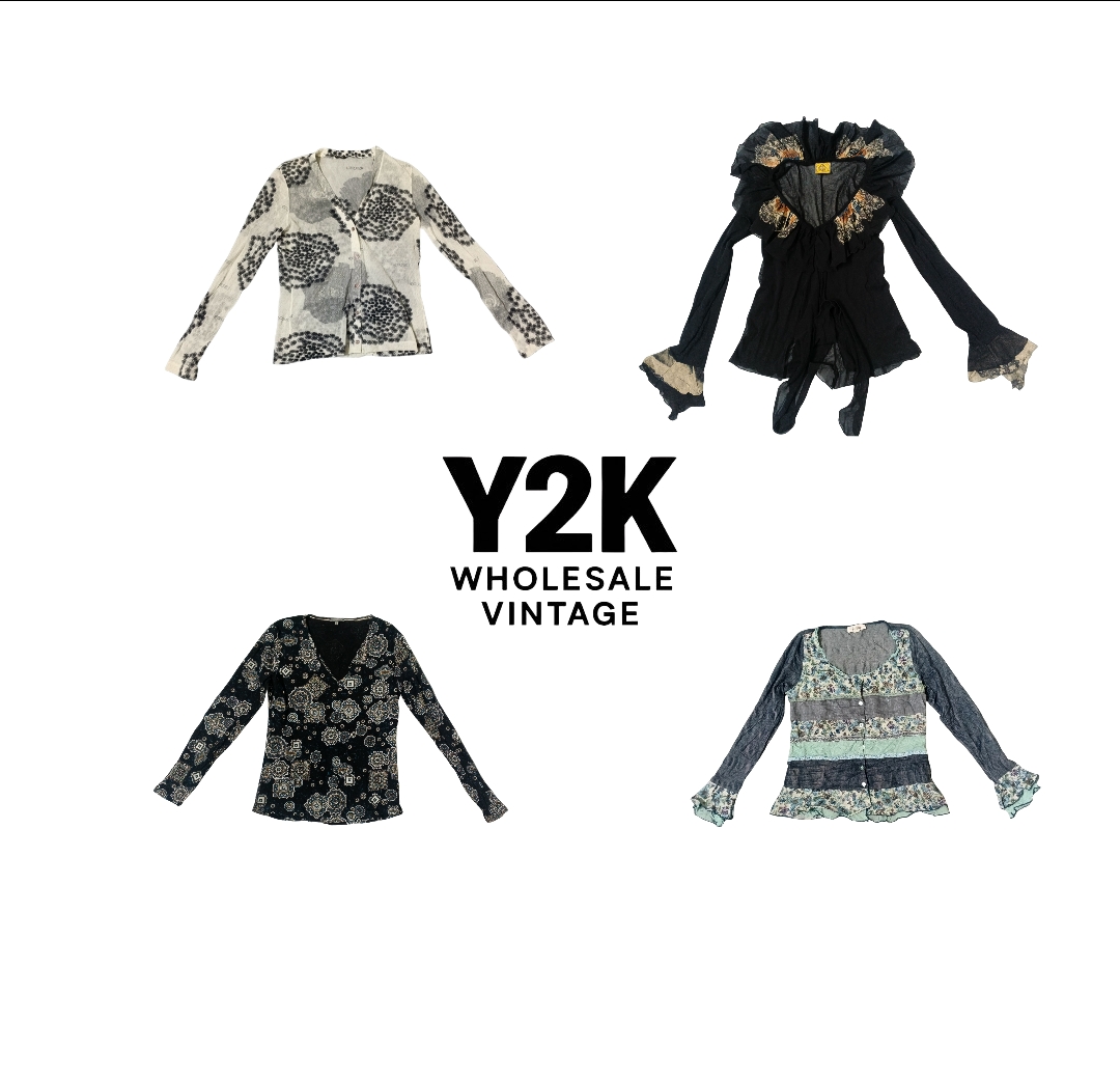 Y2K European Mesh Long sleeve Tops with jean Paul (YWV75)