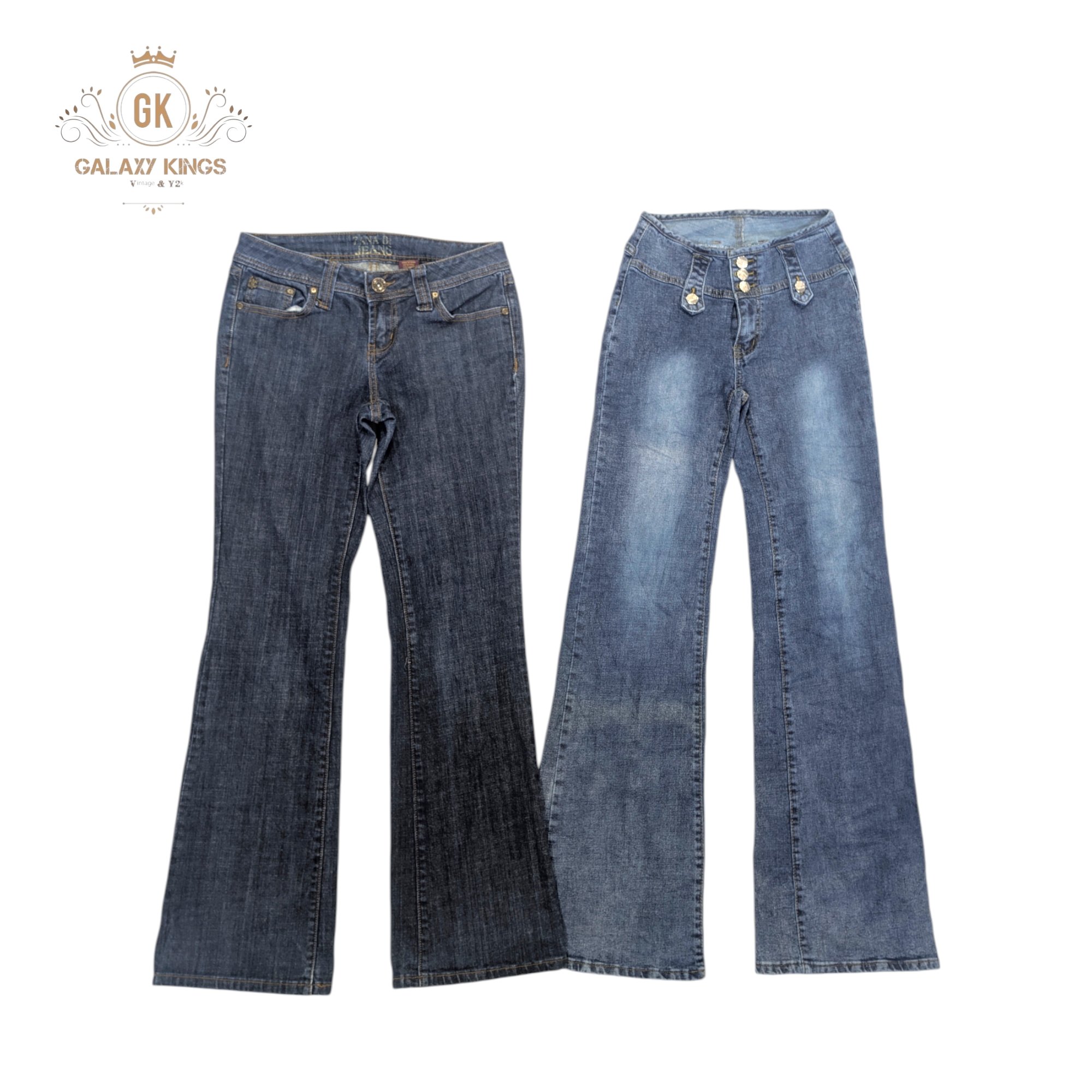 Y2K bestickte Flare-Jeans