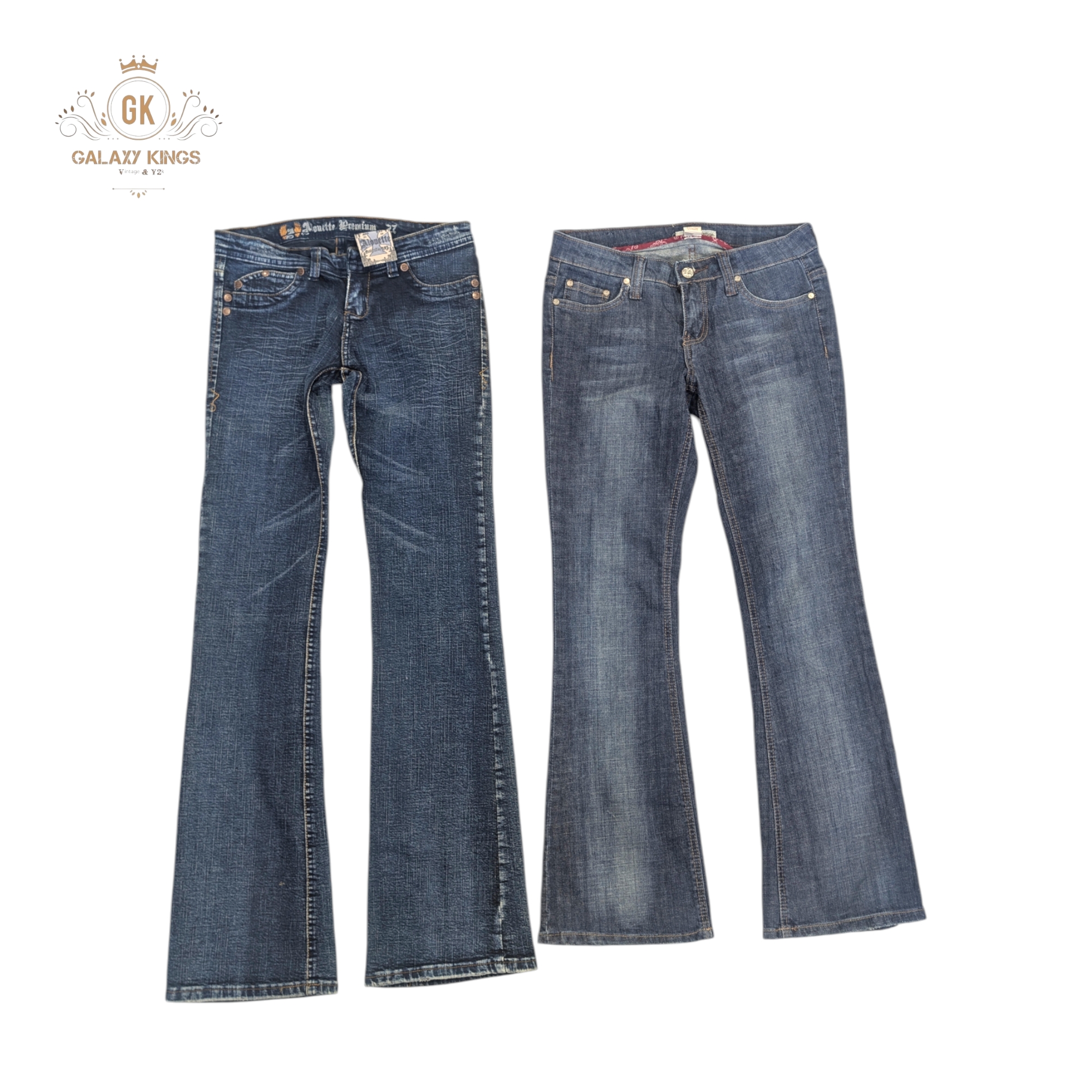 Y2K bestickte Schlagjeans