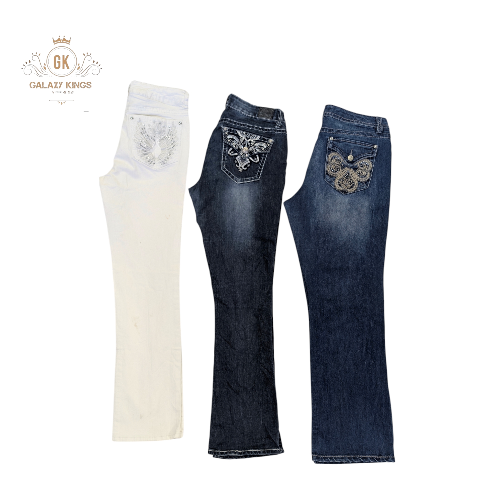 Jeans flare com enfeites Y2K