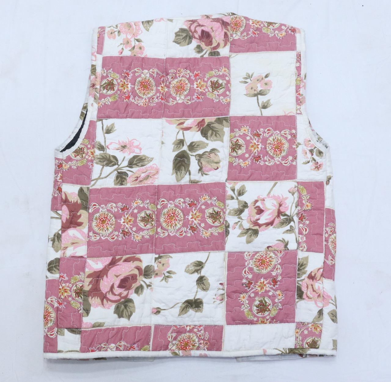 CR1192 Upcycled Floral Patchwork Quilted Vest