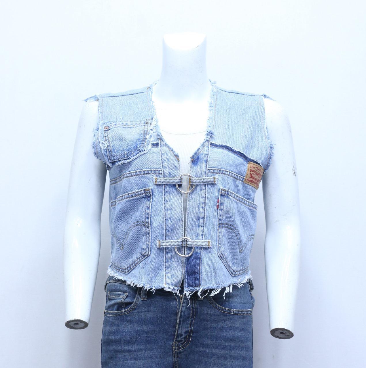 CR1194 Upcycled Denim Buckle Vest