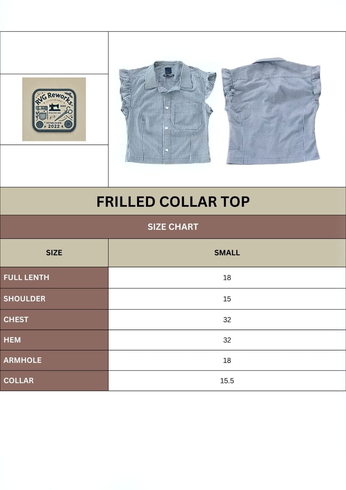 Upcycled Gingham Flutter-Sleeve Top