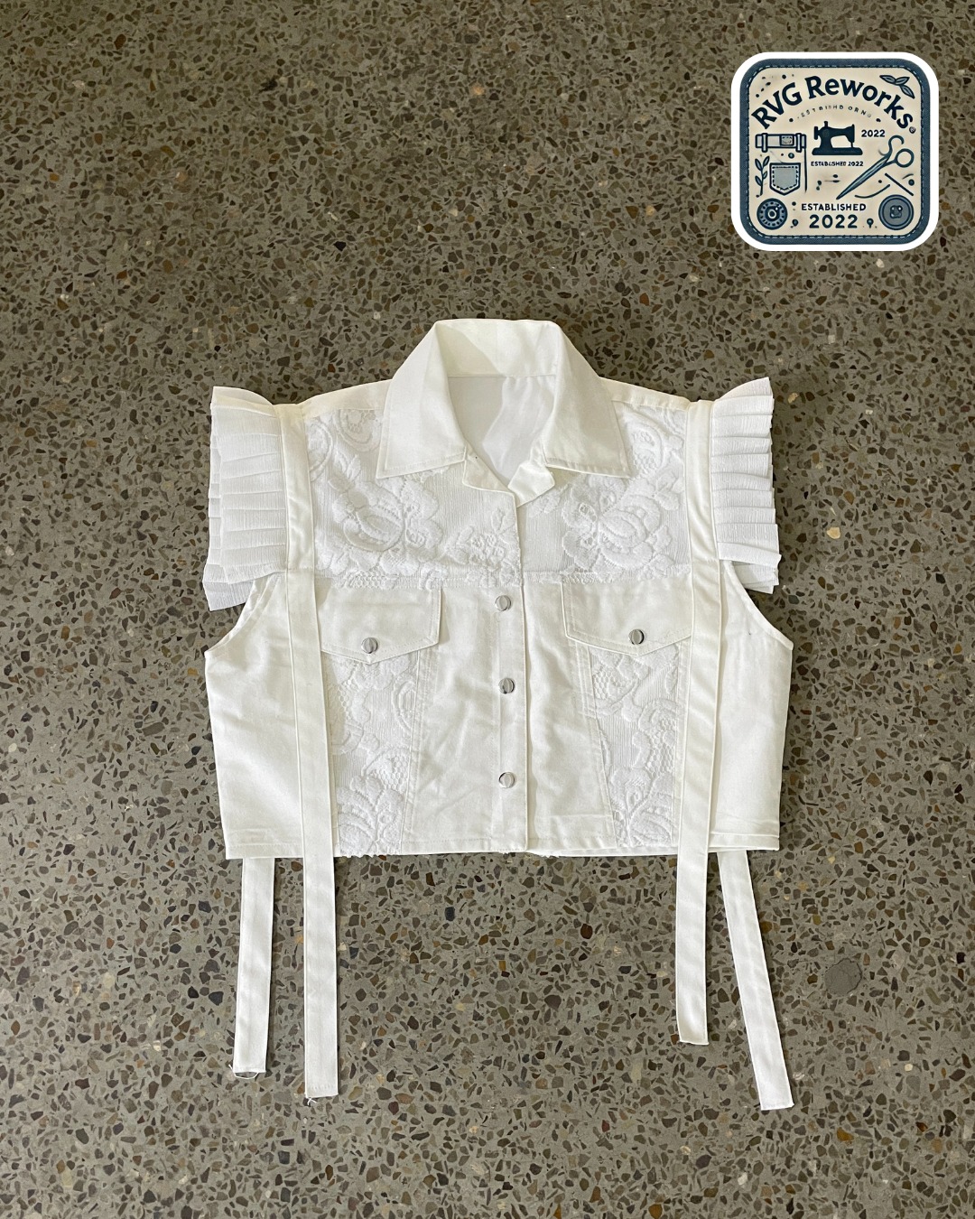 Top Corto de Encaje Kaftan Reciclado