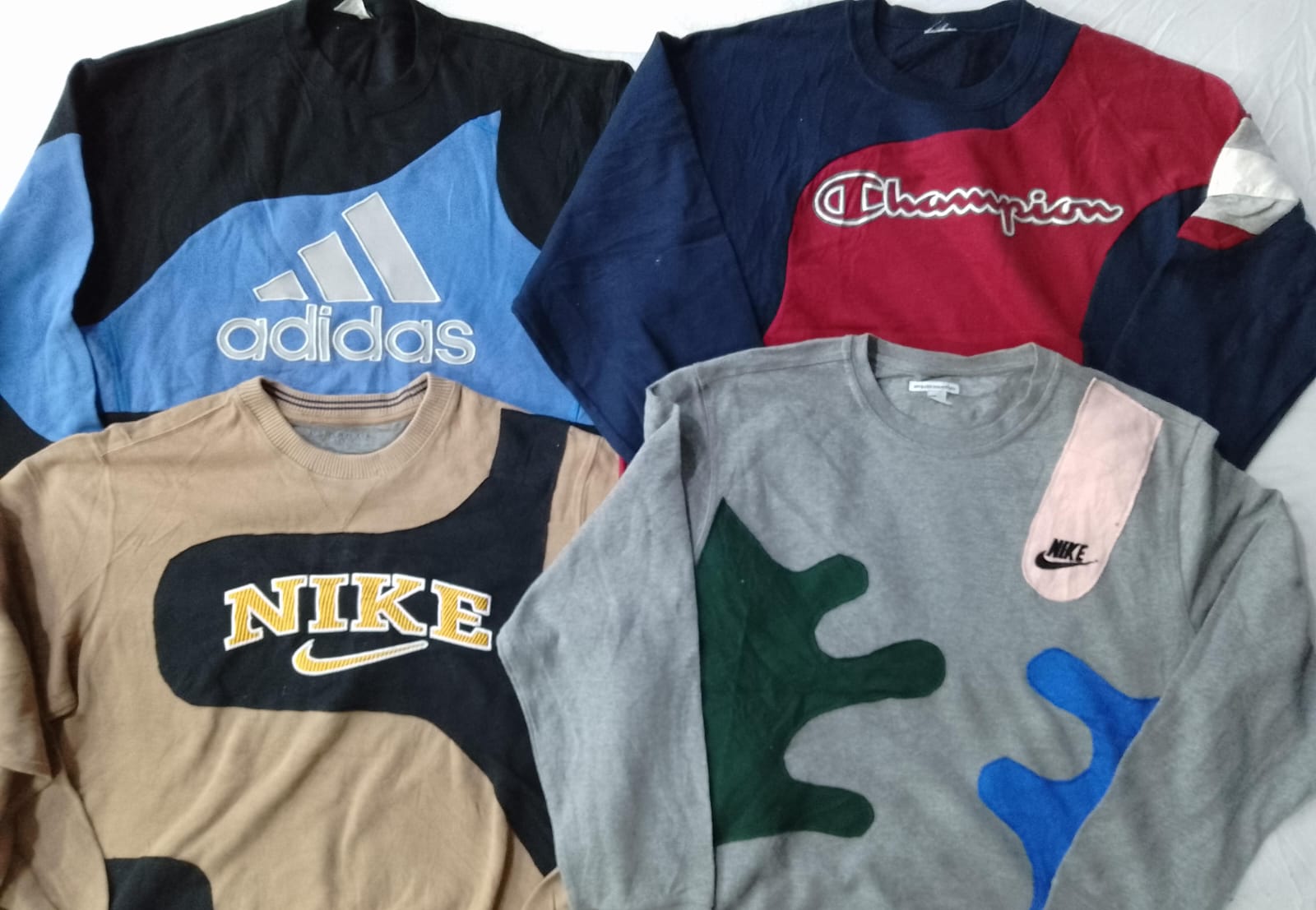 CR6239 Upcycled Patchwork Mix Brand Sweatshirts