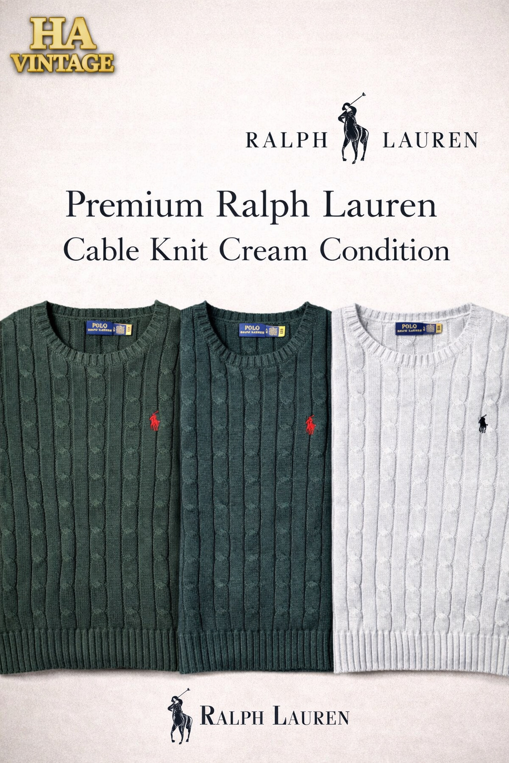 Ralph Lauren Kabelstrickpullover – Creme Zustand