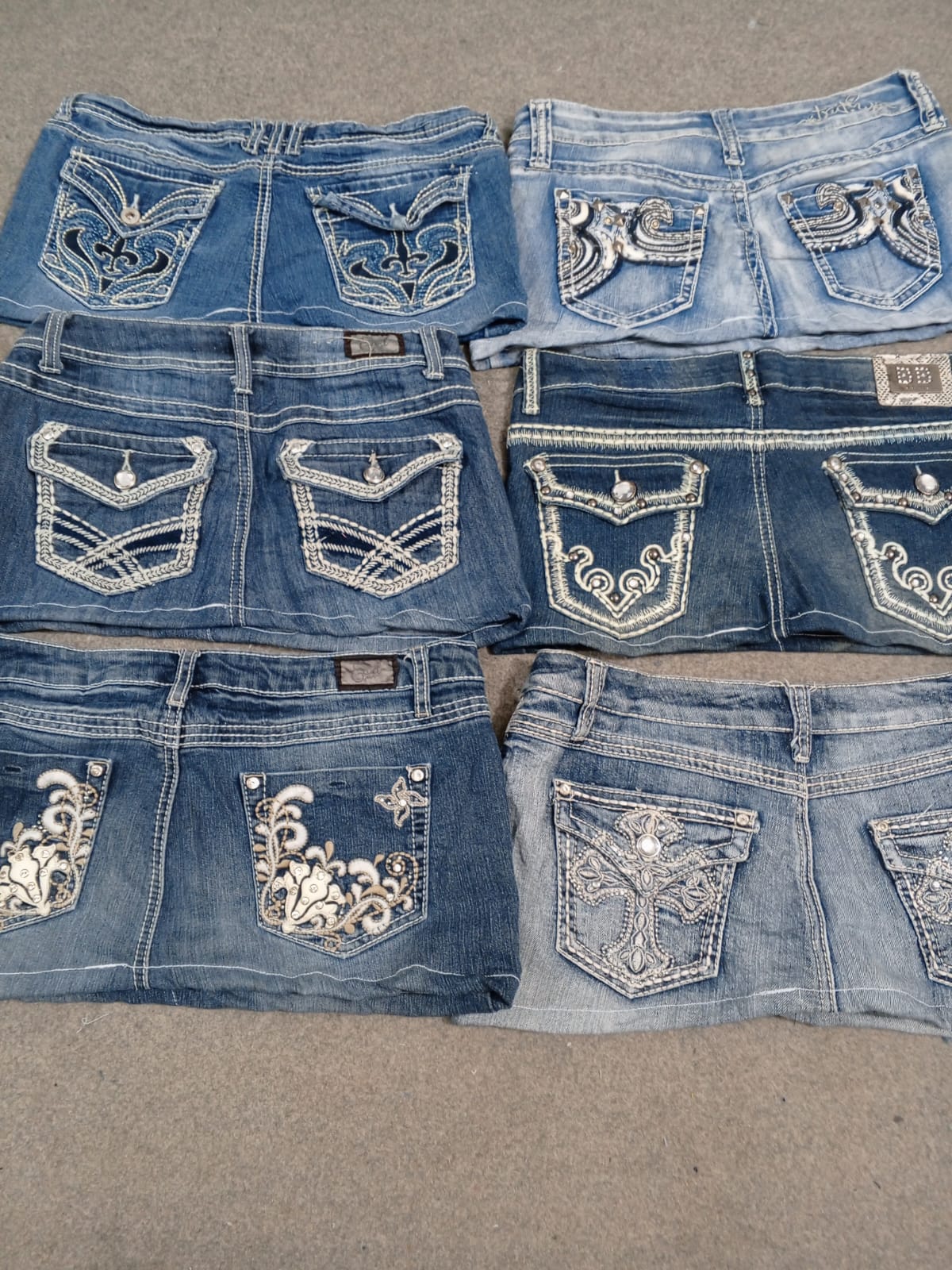 HD1340 Ladies Upcycled Y2K Embellished Denim Micro Mini Skirts