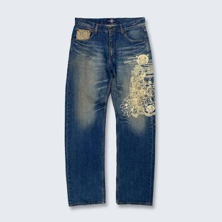 Japanese style jeans y2k embroidery