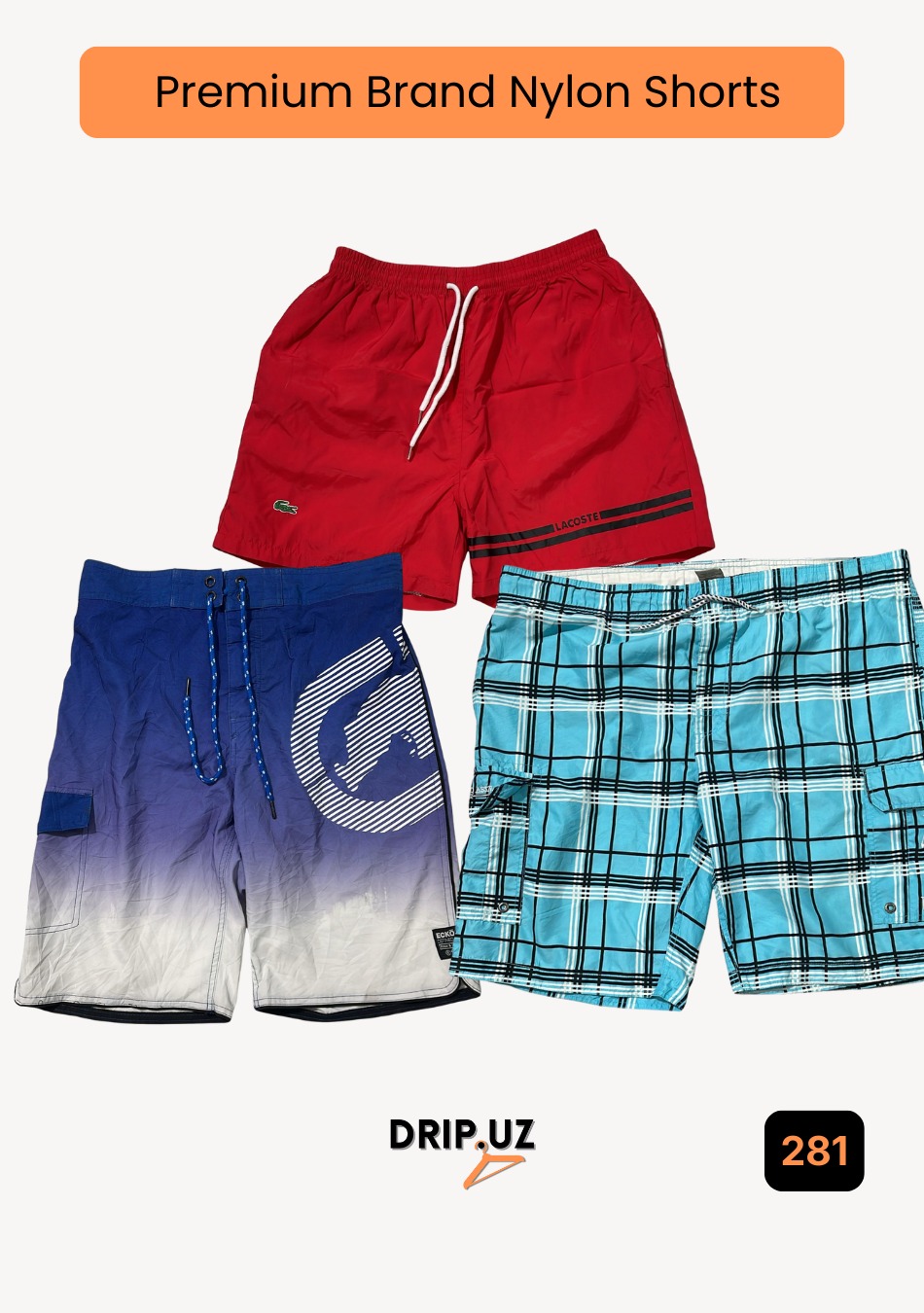 Premium Nylon Shorts -Ecko, Lacotse & more