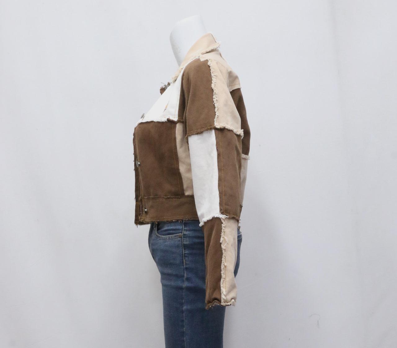 CR1199 Upcycled Patchwork Cropped Jacket