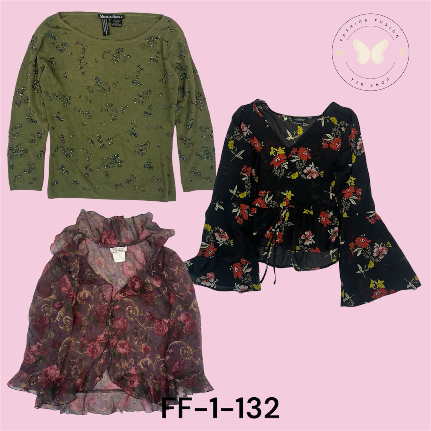 Poly Printed Long Sleeve Blouse (FF-1-132)