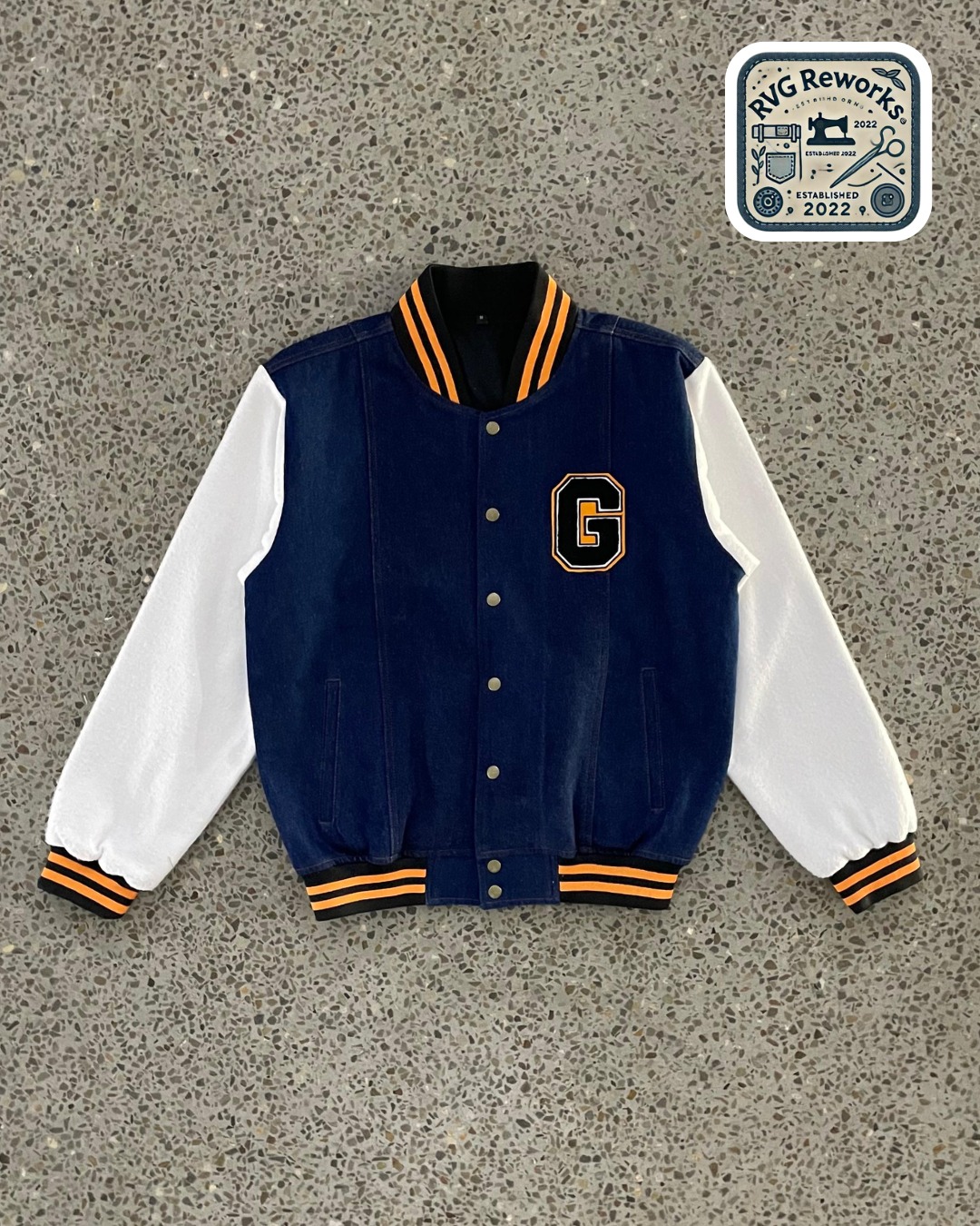 Upcycled Denim Varsity Jacket