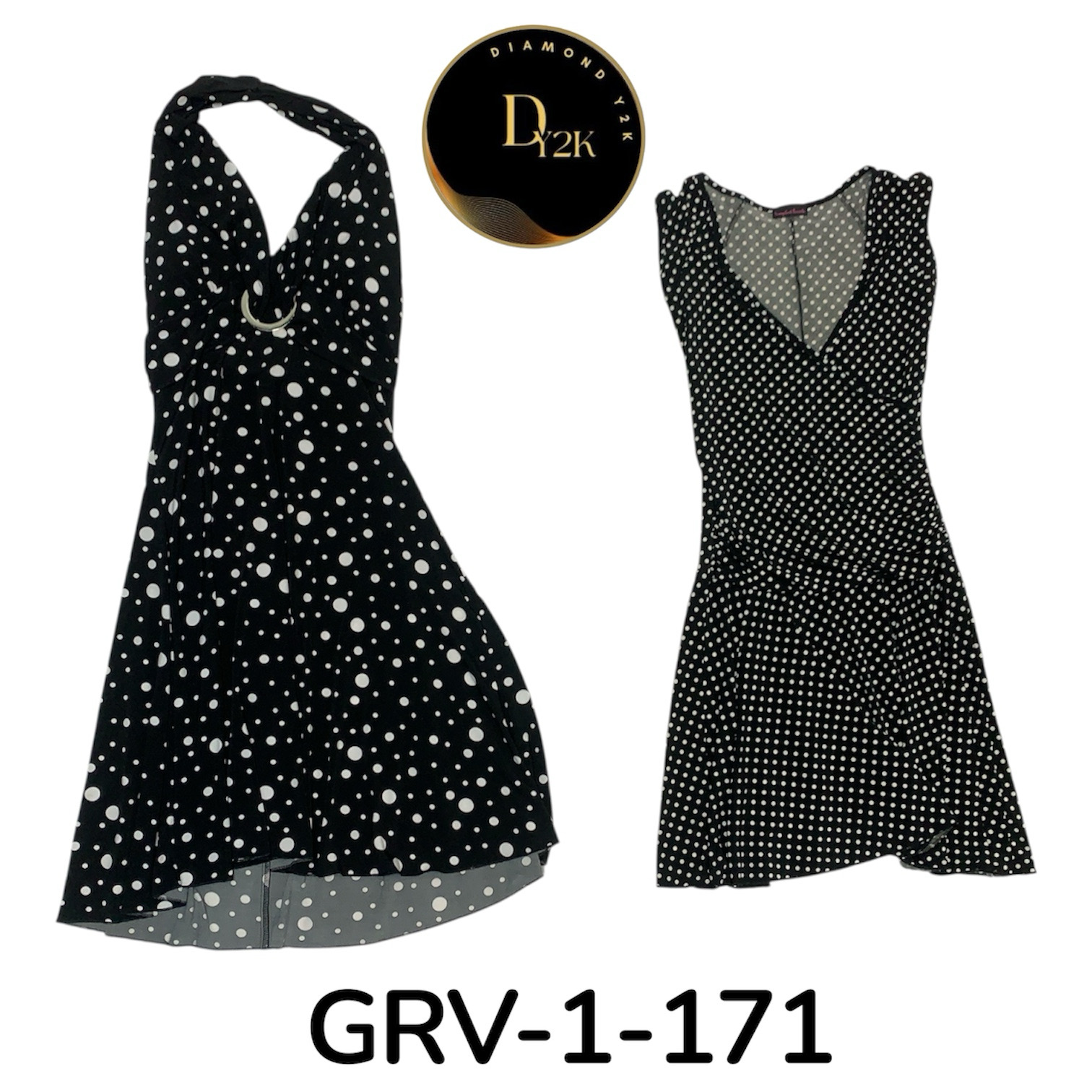 Y2K Polka Dot Poly Dress – Classic Retro Aesthetic (GRV-1-171)