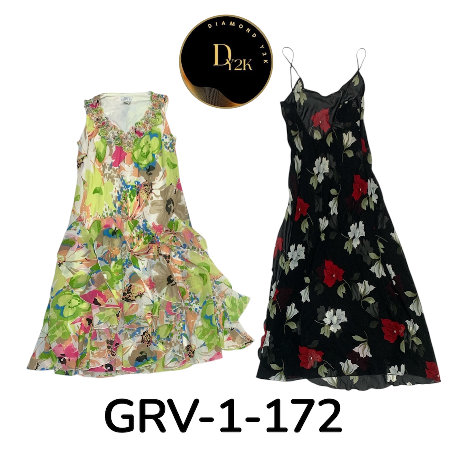 Damen Y2K Mix Flora Poly Kleid – Zeitloser 2000er Look (GRV-1-172)