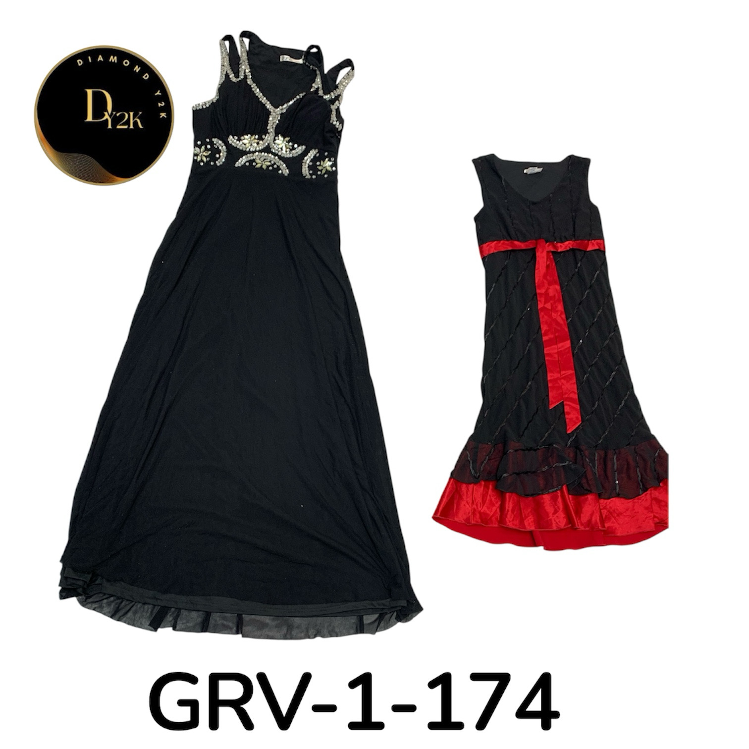 Frauen Y2K Schwarz & Rot Poly Kleid – Zeitloser 2000er Look (GRV-1-175)