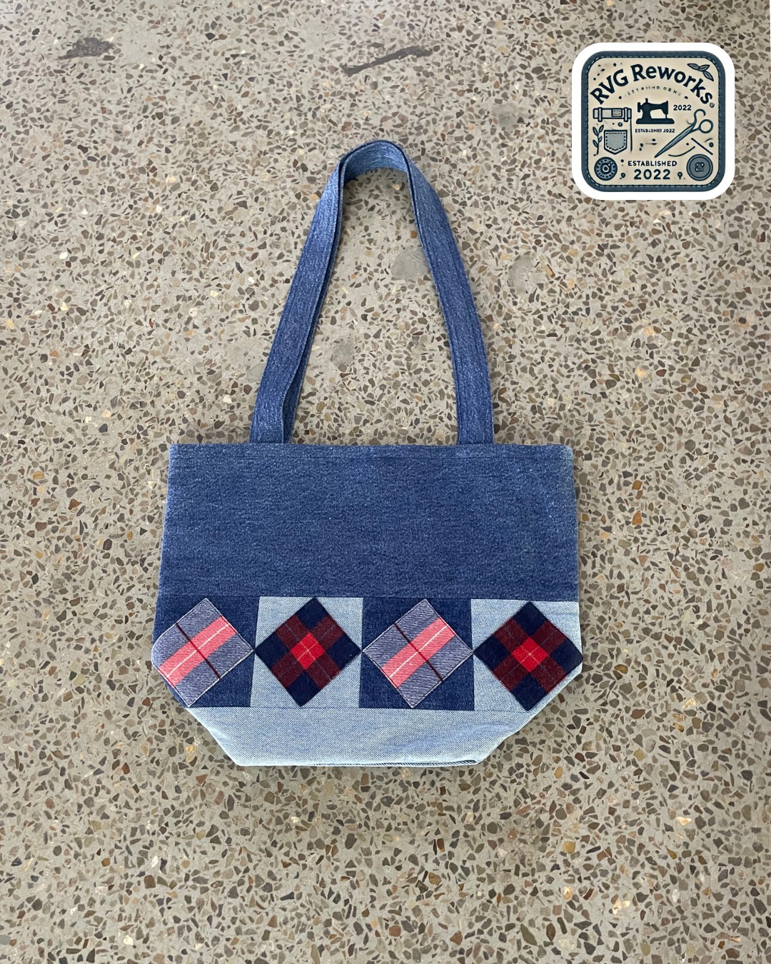 Upcycled Patchwork Denim Einkaufstasche