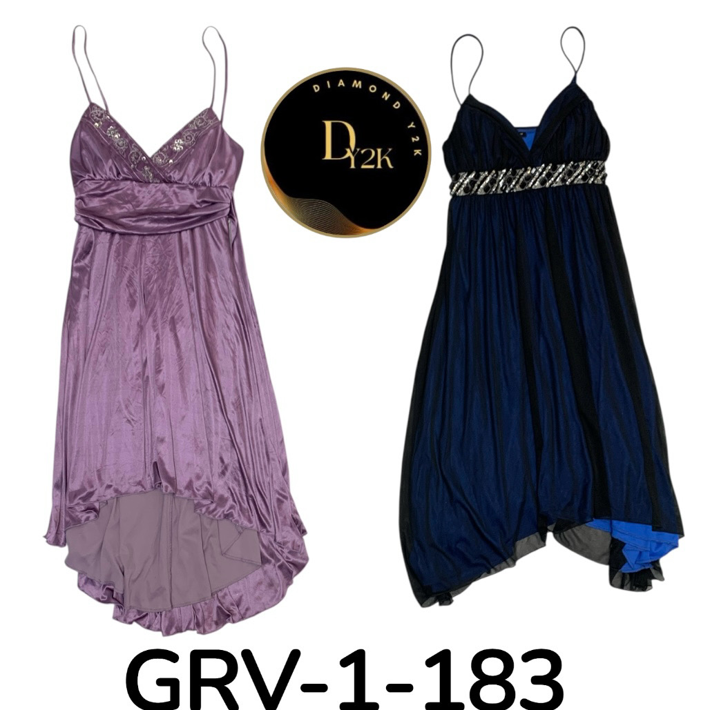 Vintage Y2K Mix Poly Dress – Classic Early-2000s S..