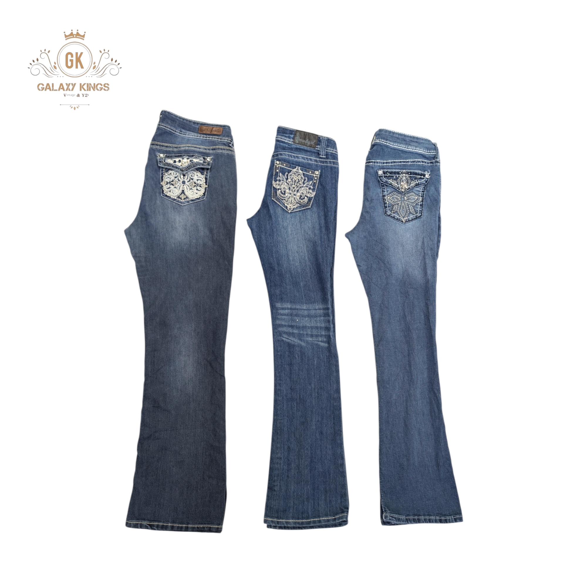 Jeans a zampa d'elefante decorati Y2K