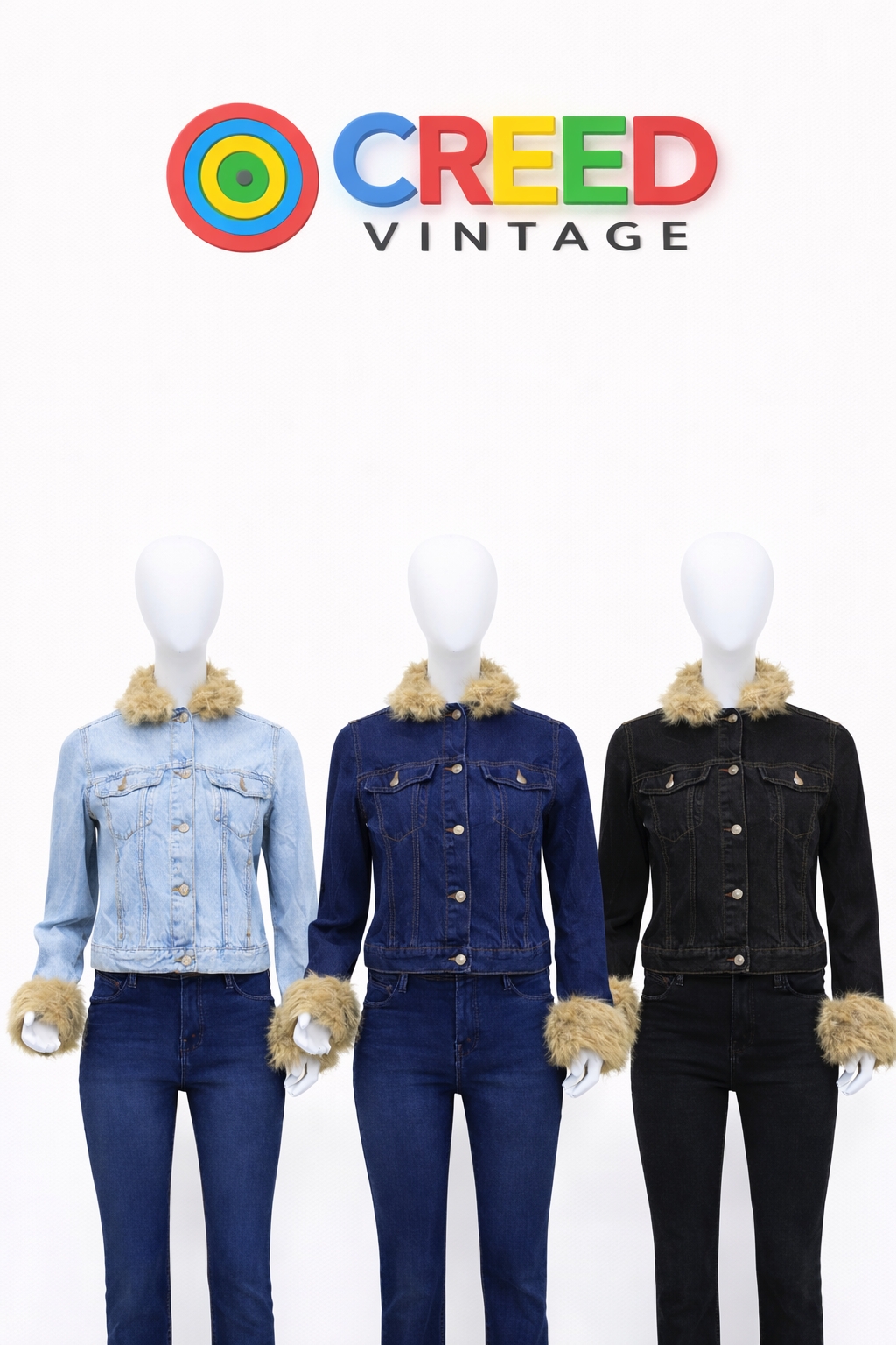 CR1201 Upcycled Faux-Fur Trim Denimjacke