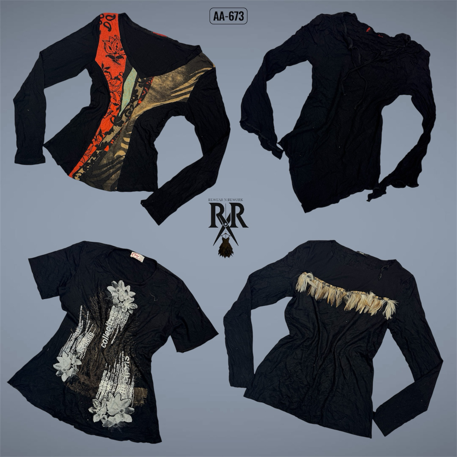 Y2K Black Rave Full Selvee Tops (AA-673)