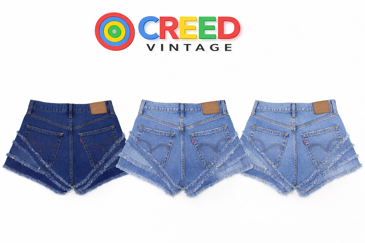 CR1202 Aufgearbeitete ausgefranste Naht-Jeansshort..