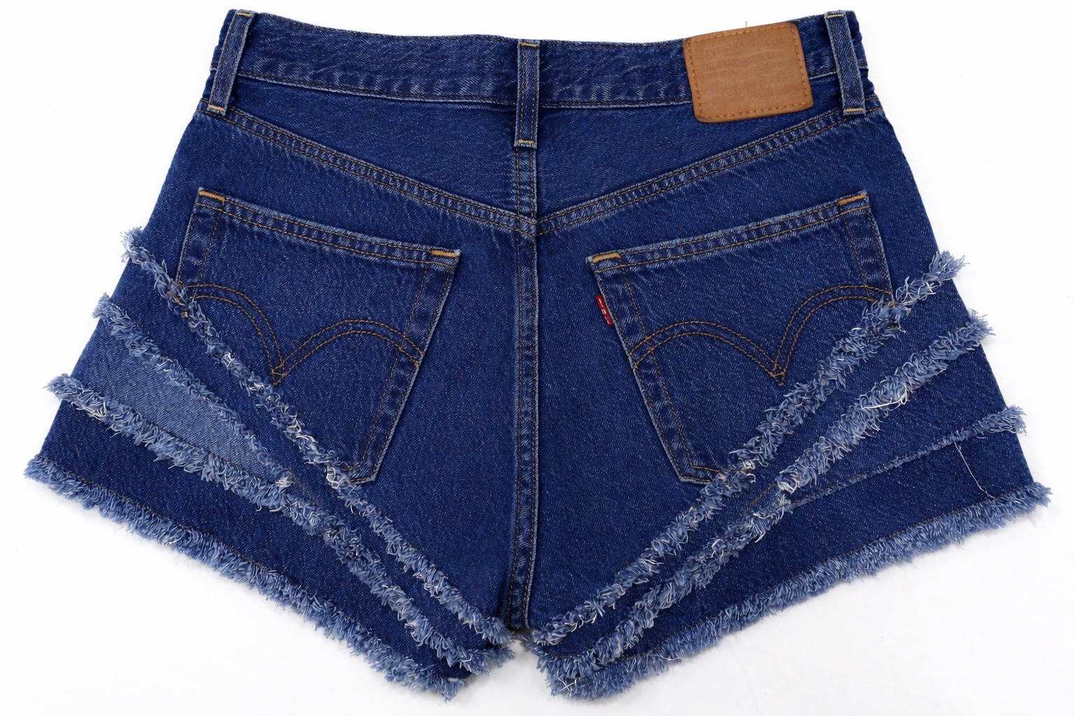 CR1202 Aufgearbeitete ausgefranste Naht-Jeansshorts