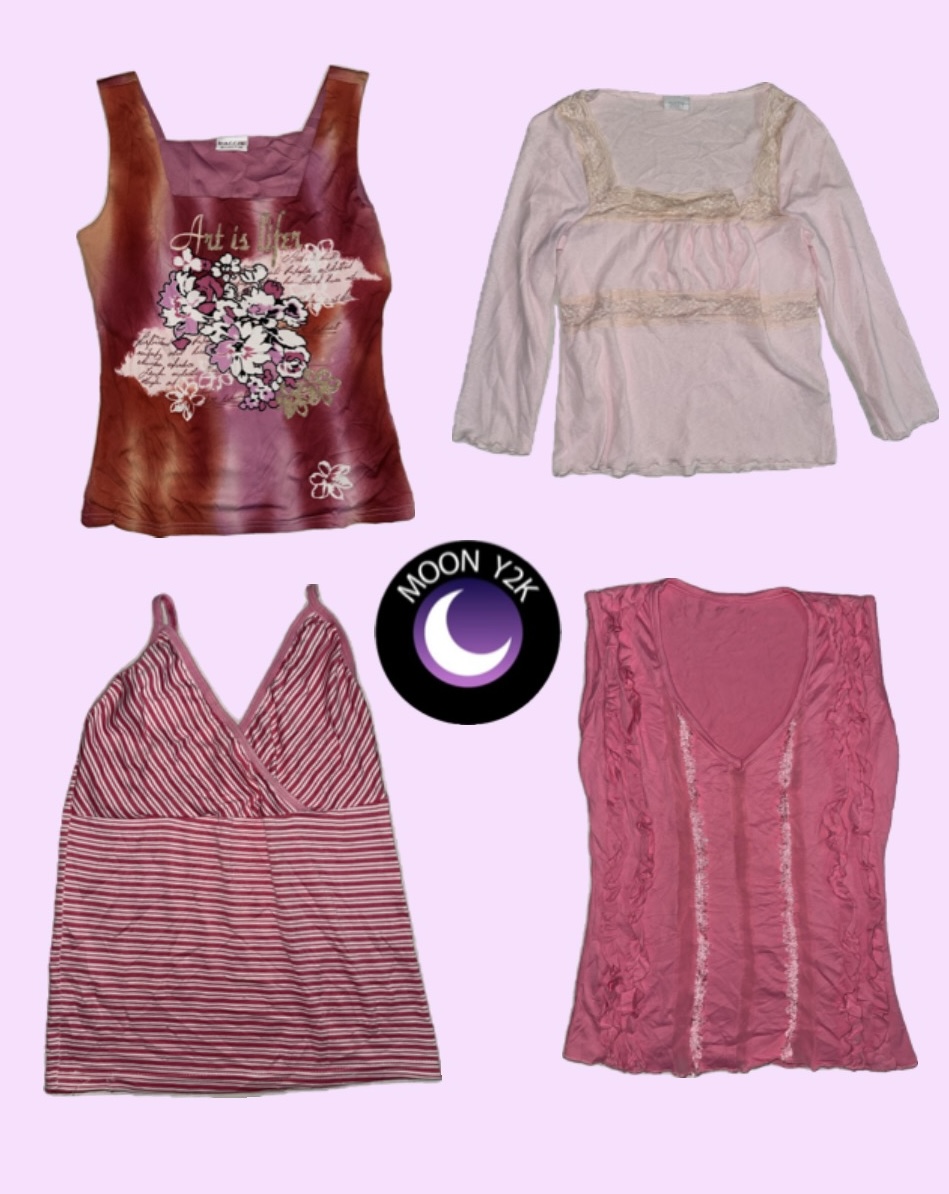 Y2k Pretty Pink Tops (H-10)