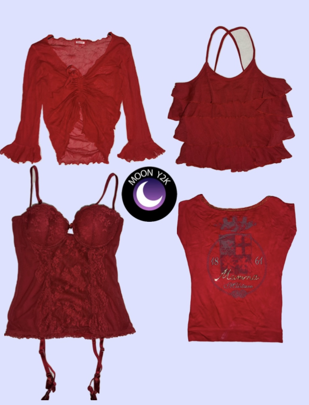Y2K Romantic Red Tops mix