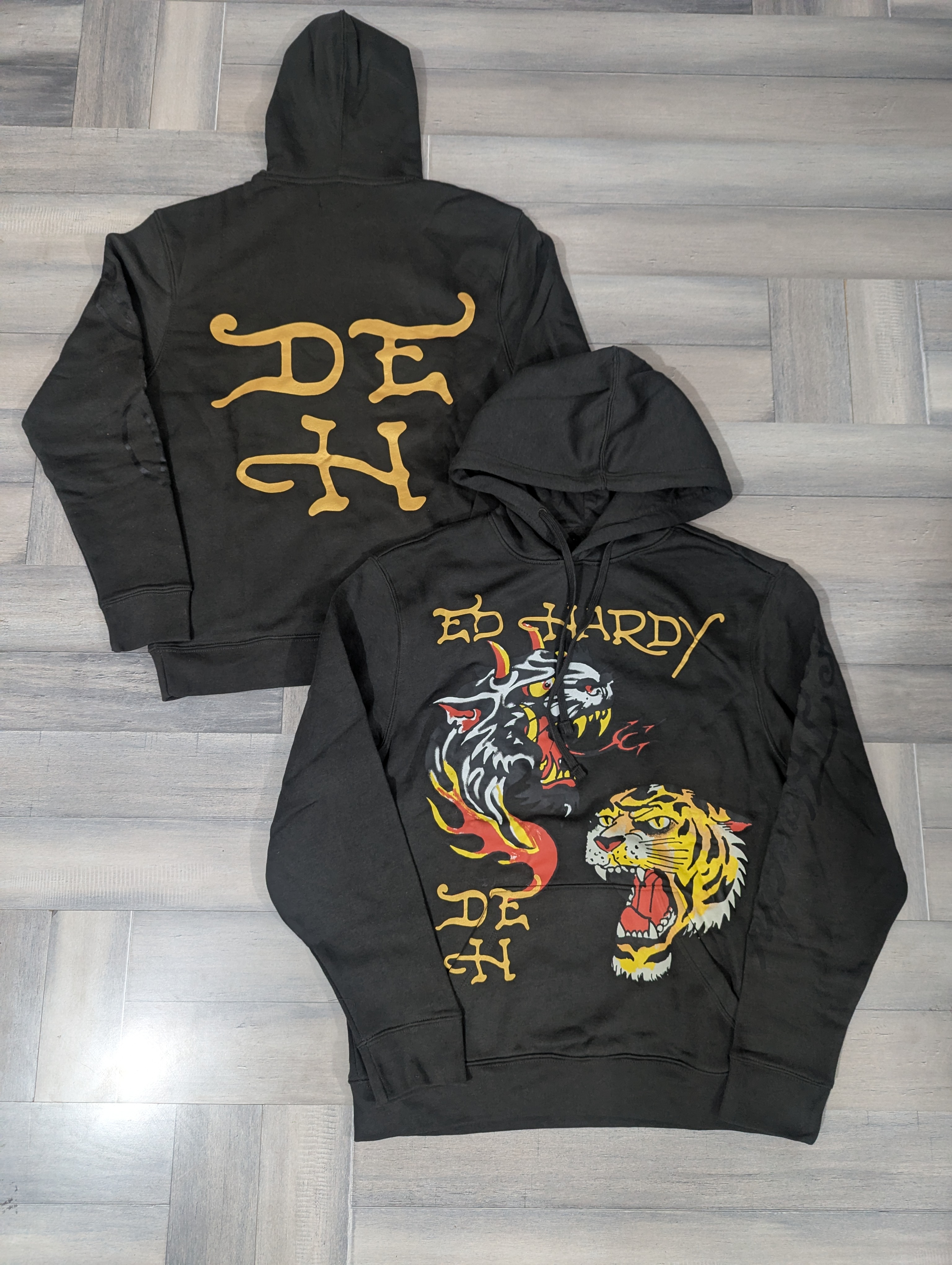 Ed Hardy Black Men's Pullover Hoodies 'Tiger & Dragon'