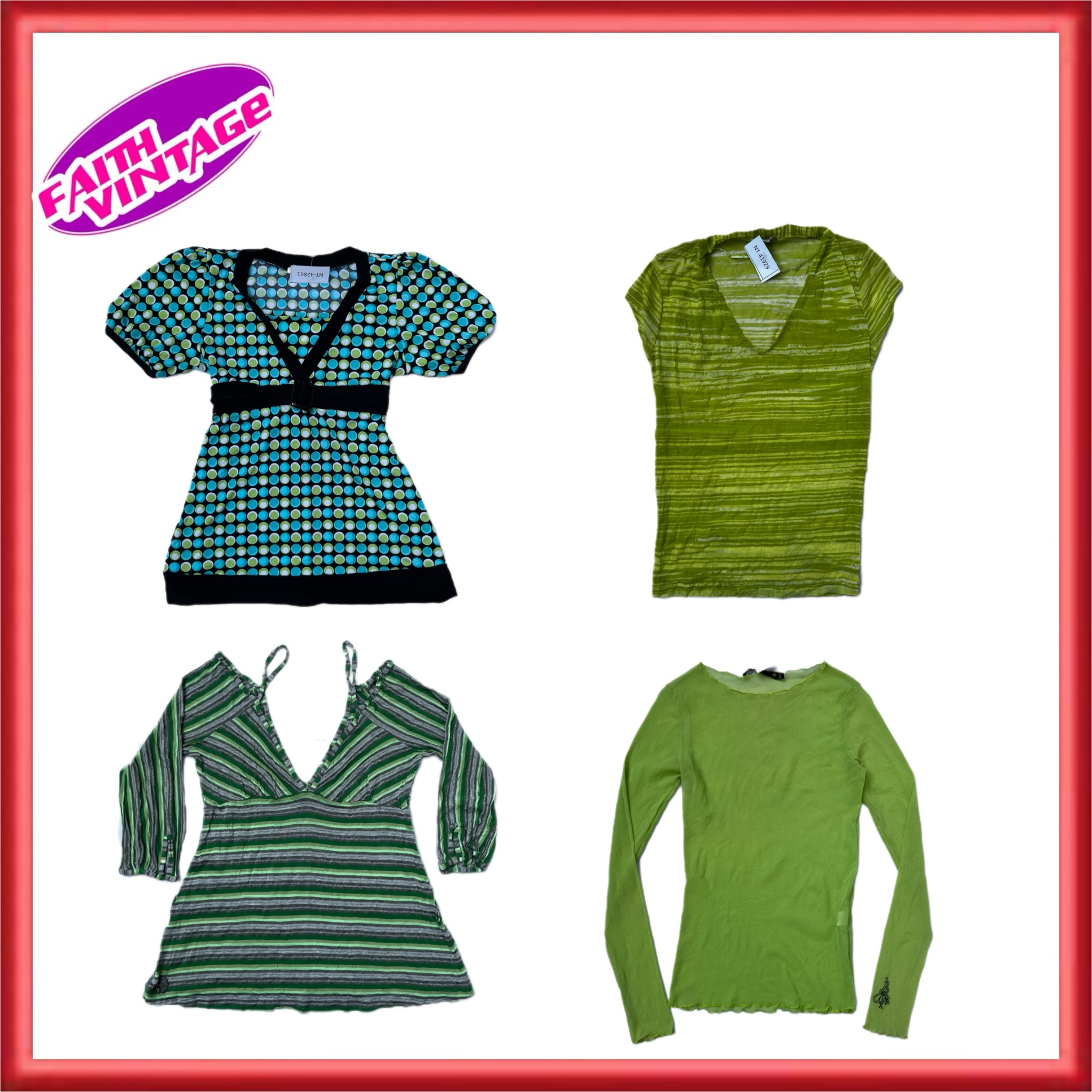 Floral Grüne Tops Bundle(FV-495)