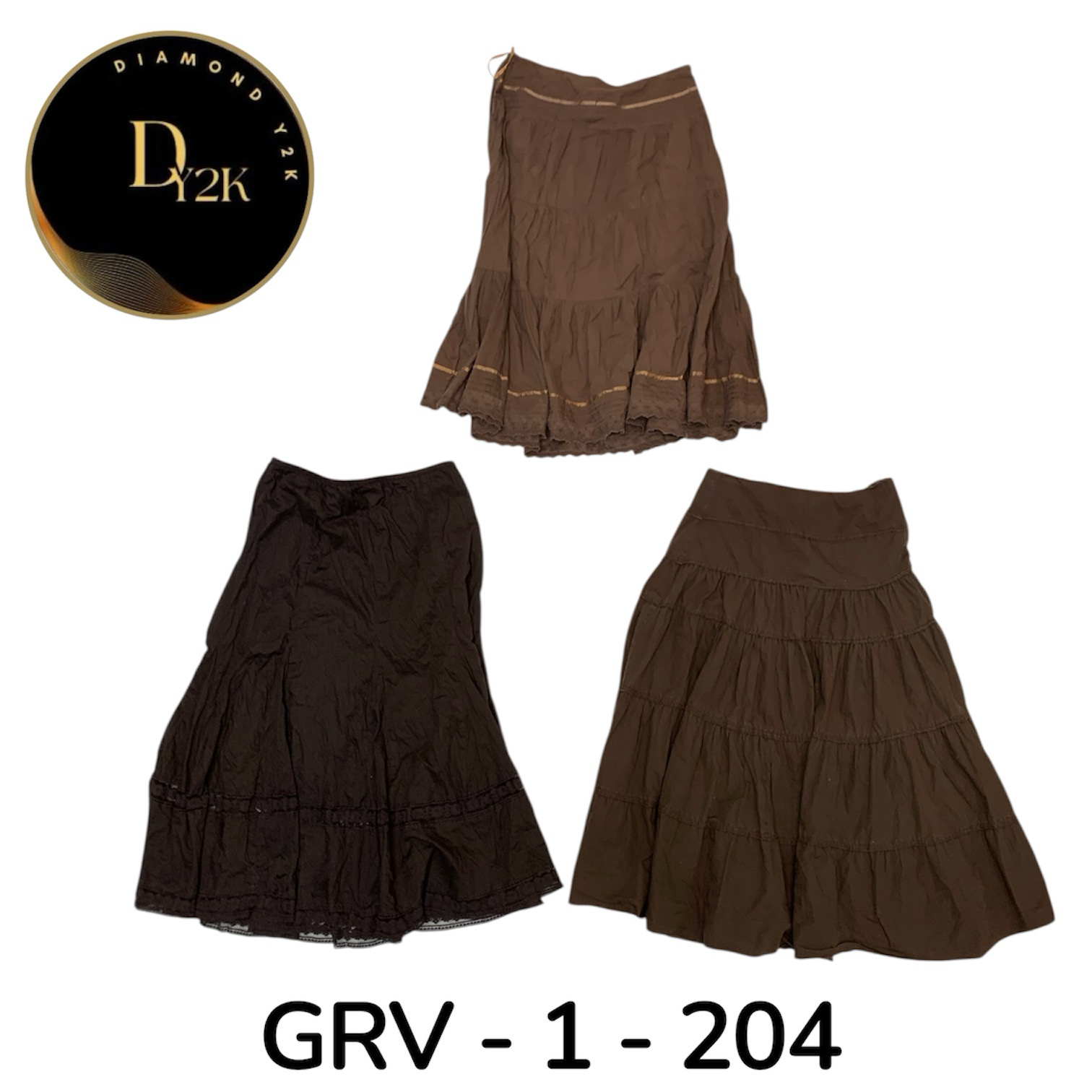 Brown Printed Cotton Skirt for Women – Casual & Elegant (GRV-1-204)