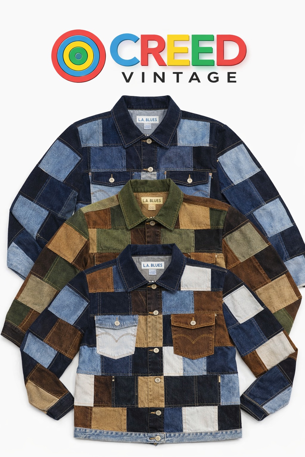 CR1208 Upcycled Checkboard Denim Jacket