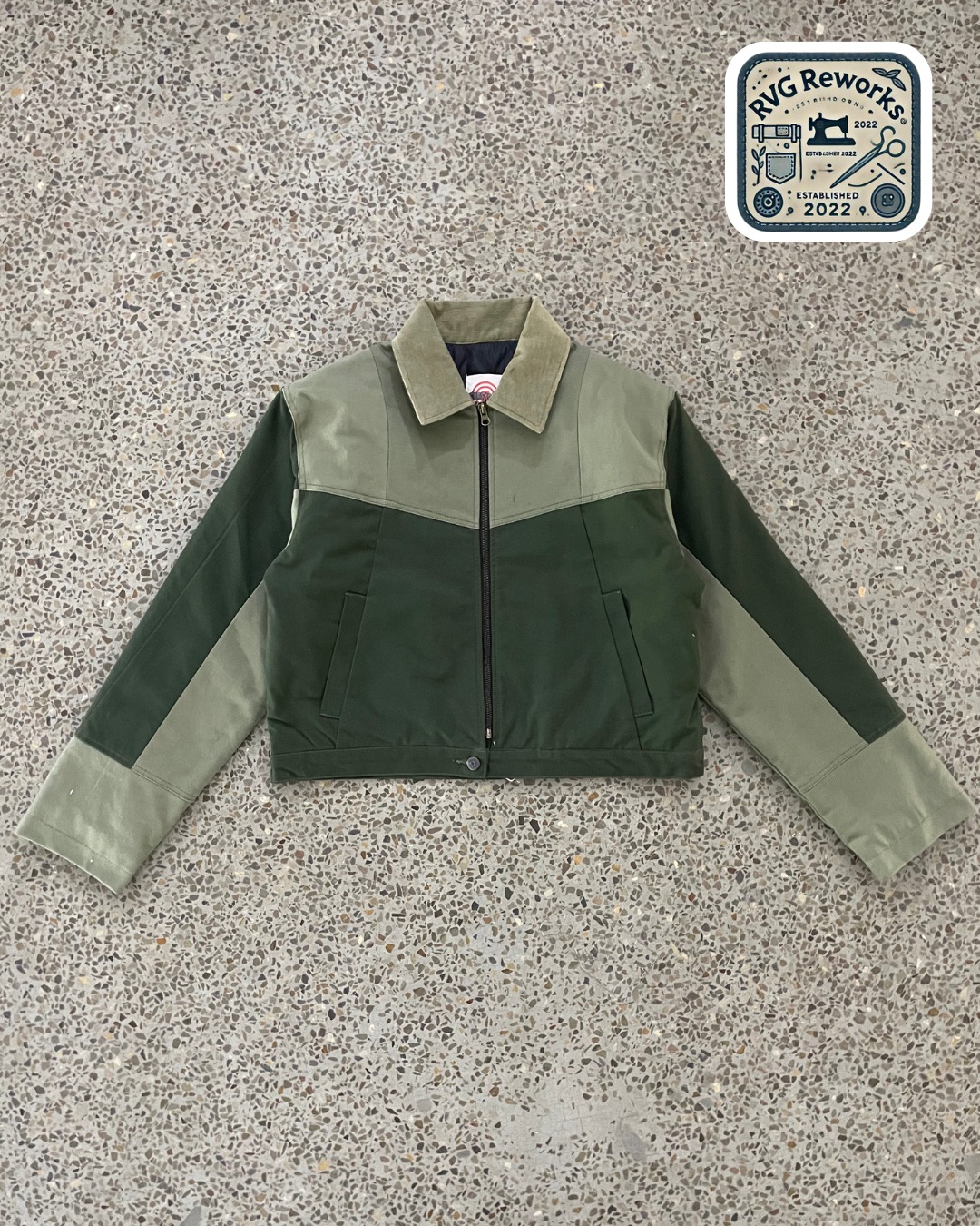 Upcycled Two-Tone Canvas Crop Jacket