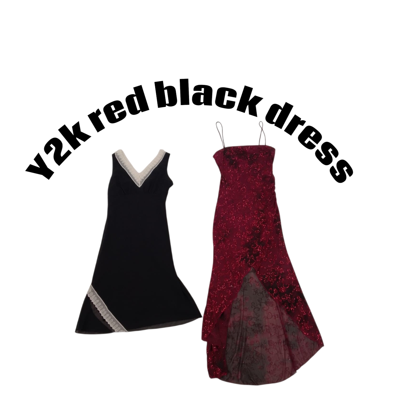 Y2k rotes schwarzes Kleid