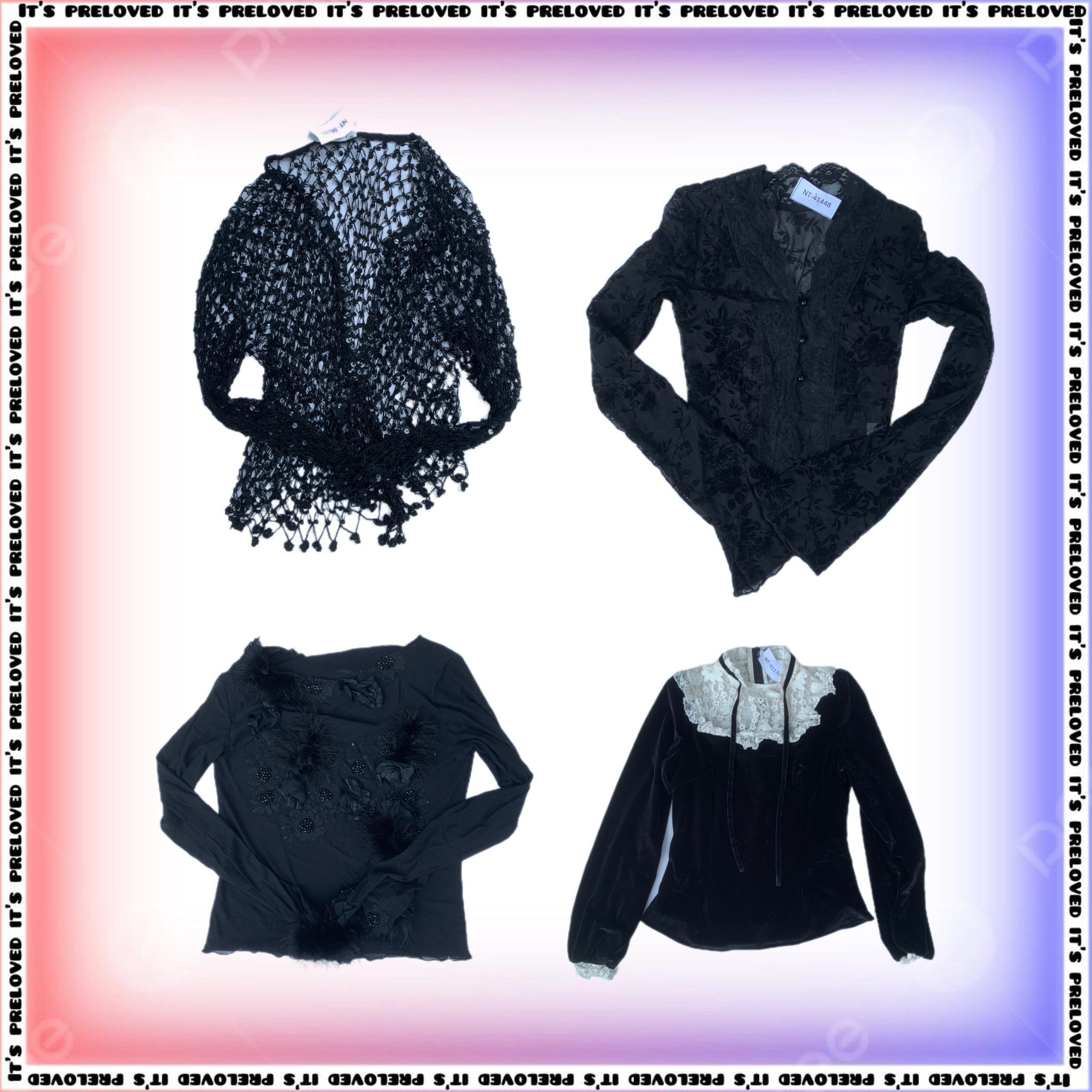 Runway Coven (Anna Sui Inspired) - Babydoll Dresses, Beaded Sheer Tops, Velvet Skirts, Fur Jacket Arwa ( SS-1942)