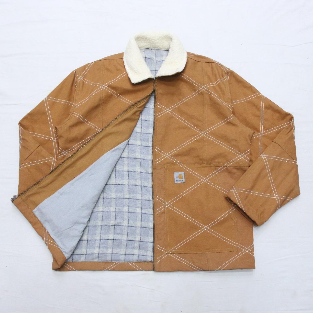 CR1213 Upcycled Quilted Canvas Jacket with Sherpa Collar