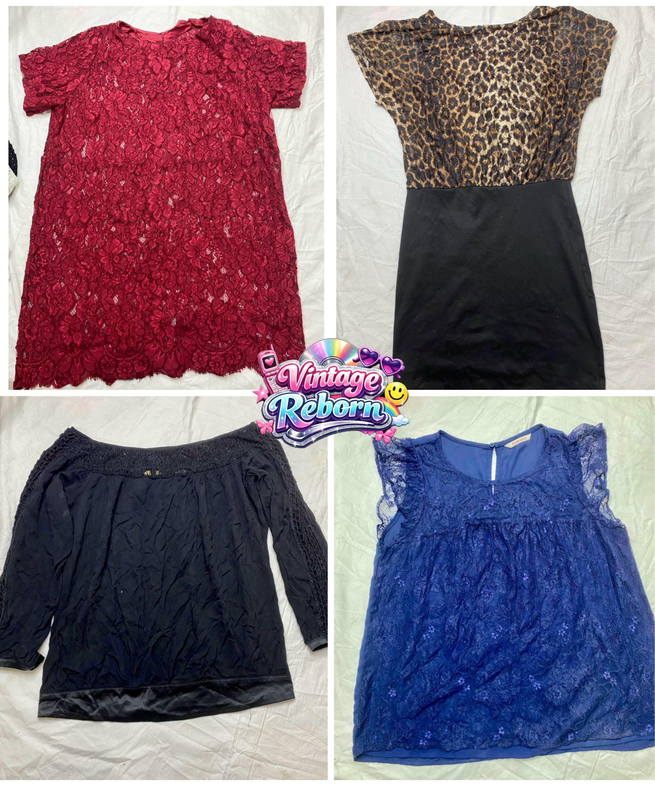 Y2kビンテージレディースブラウストップスバンドル | ヴィンテージレース＆プリント | VR-215