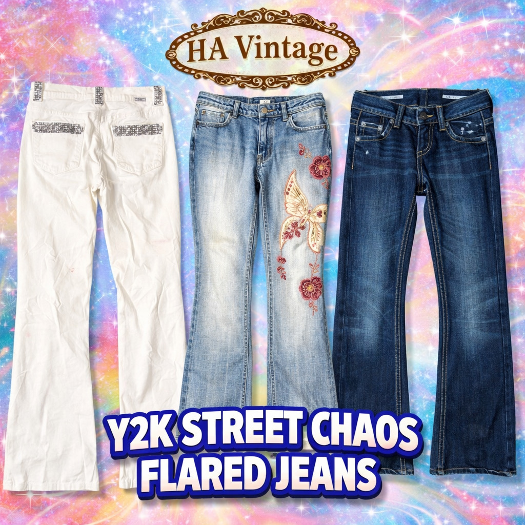Y2K Street Chaotic Flared Denim Jeans