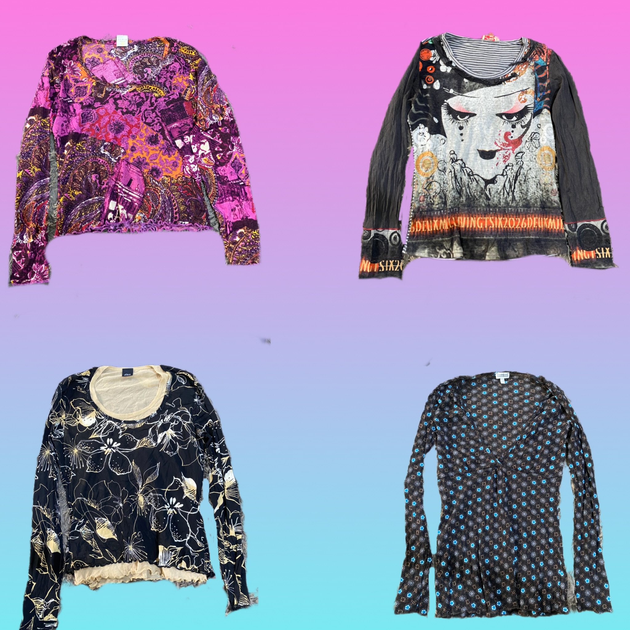 Y2K Tops de Manga Longa (Rep)