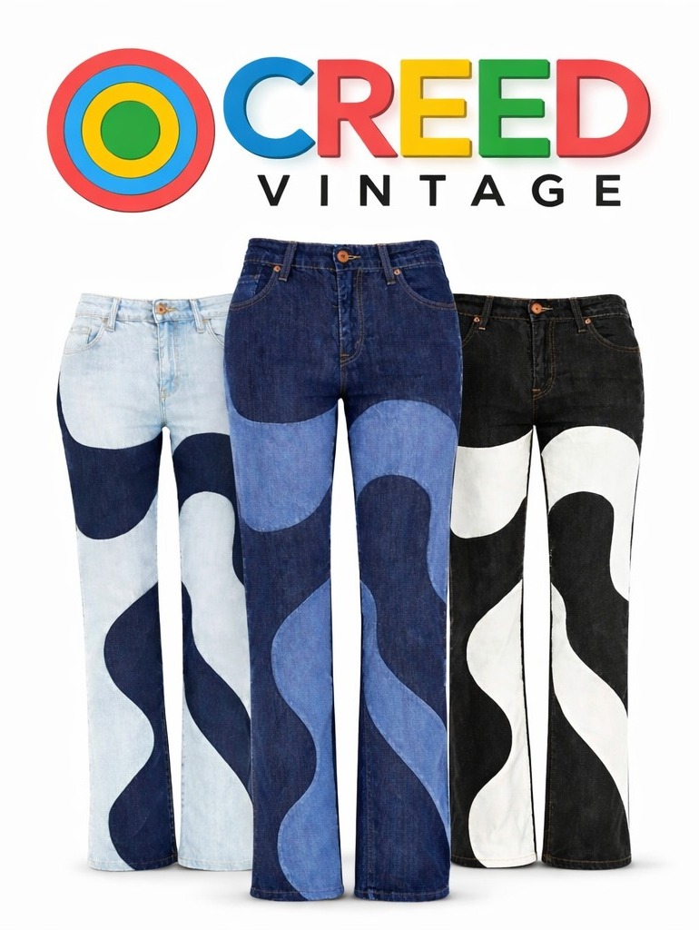 CR1235  Upcycled Wave Panel Denim Jeans