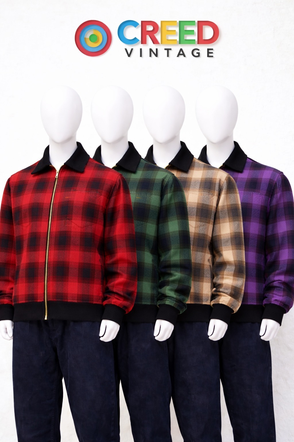 CR1236 Upcycled Plaid Zip Jacket