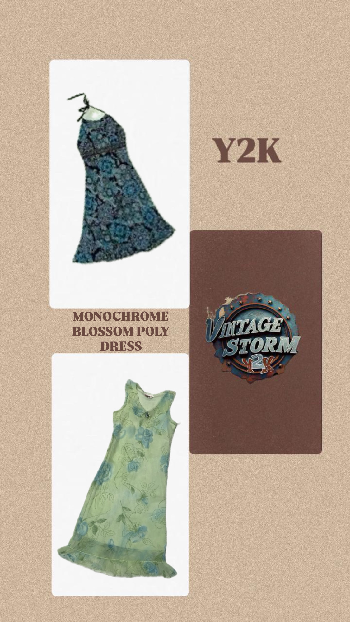 Y2K Monochrome Blossom Poly Dress