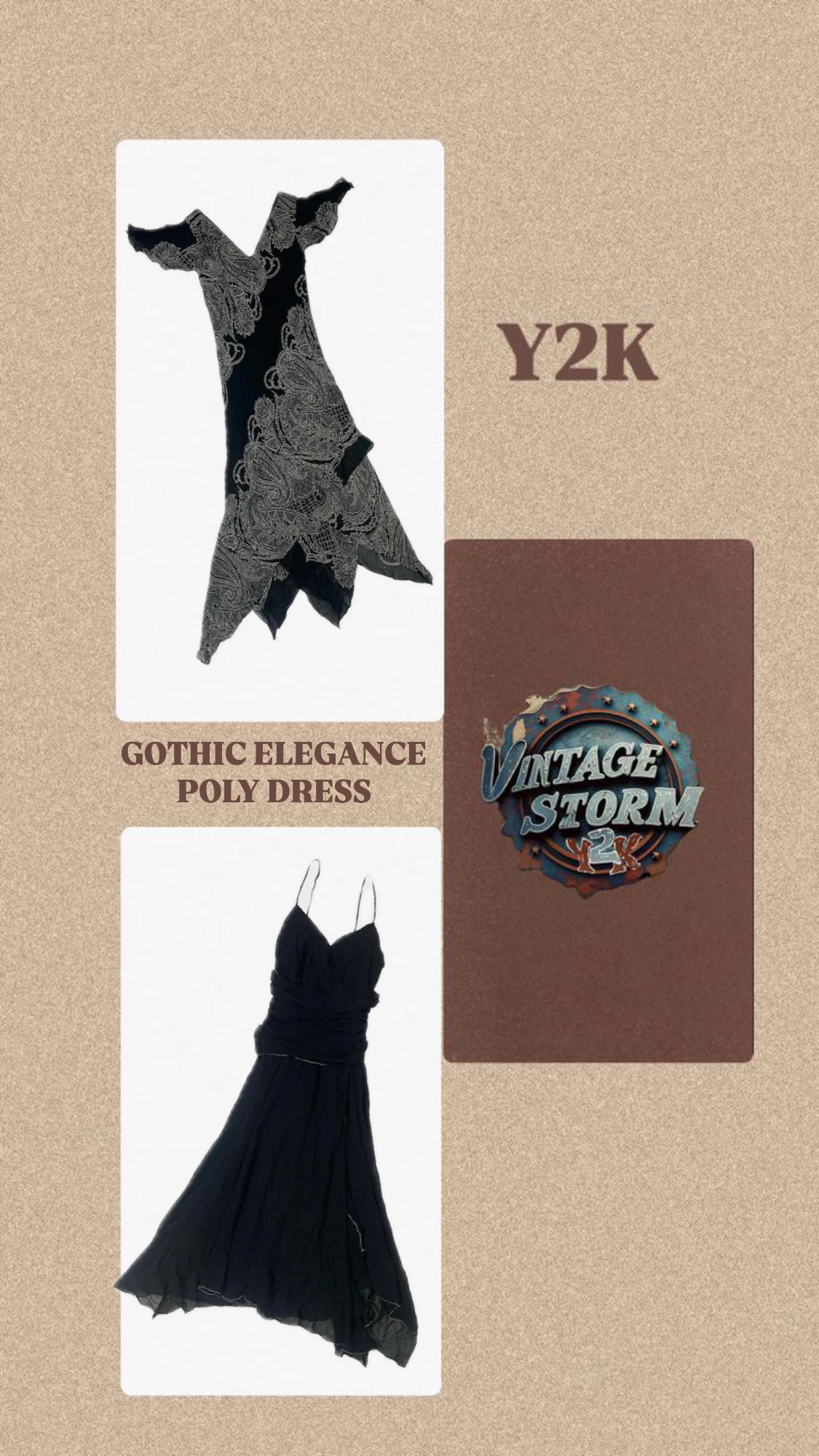 Y2K Gothic Elegance Poly Dress