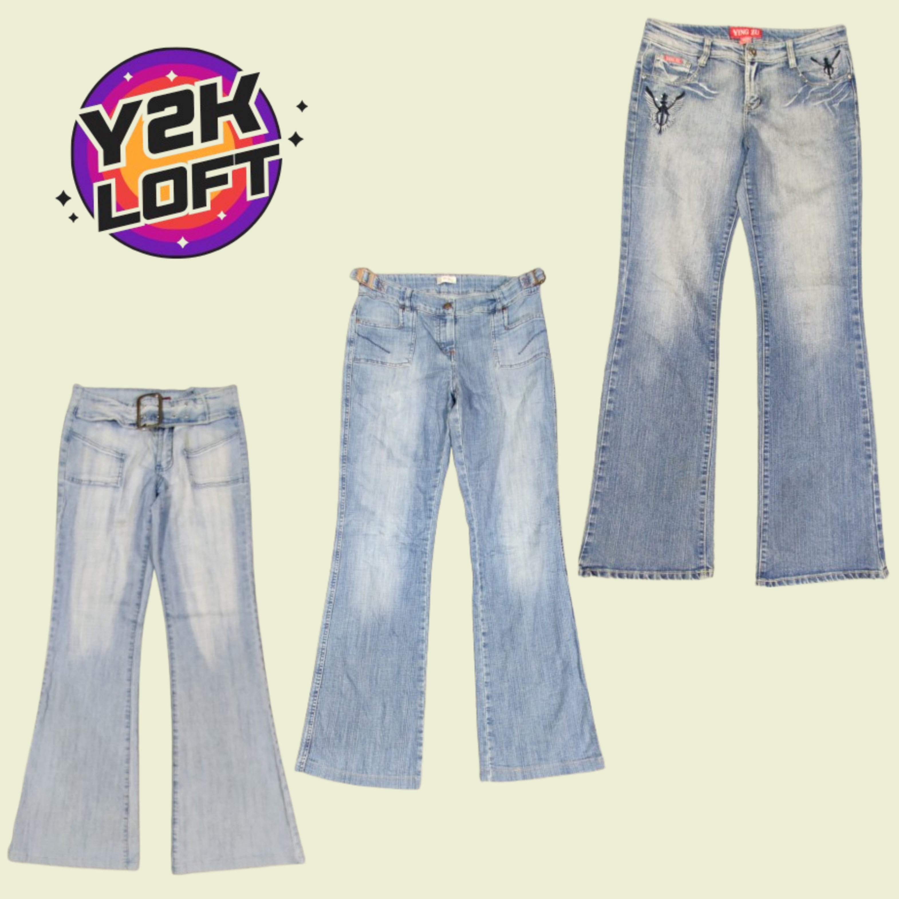 Y2K Paris Hilton Era Flared Jeans (FB-012)