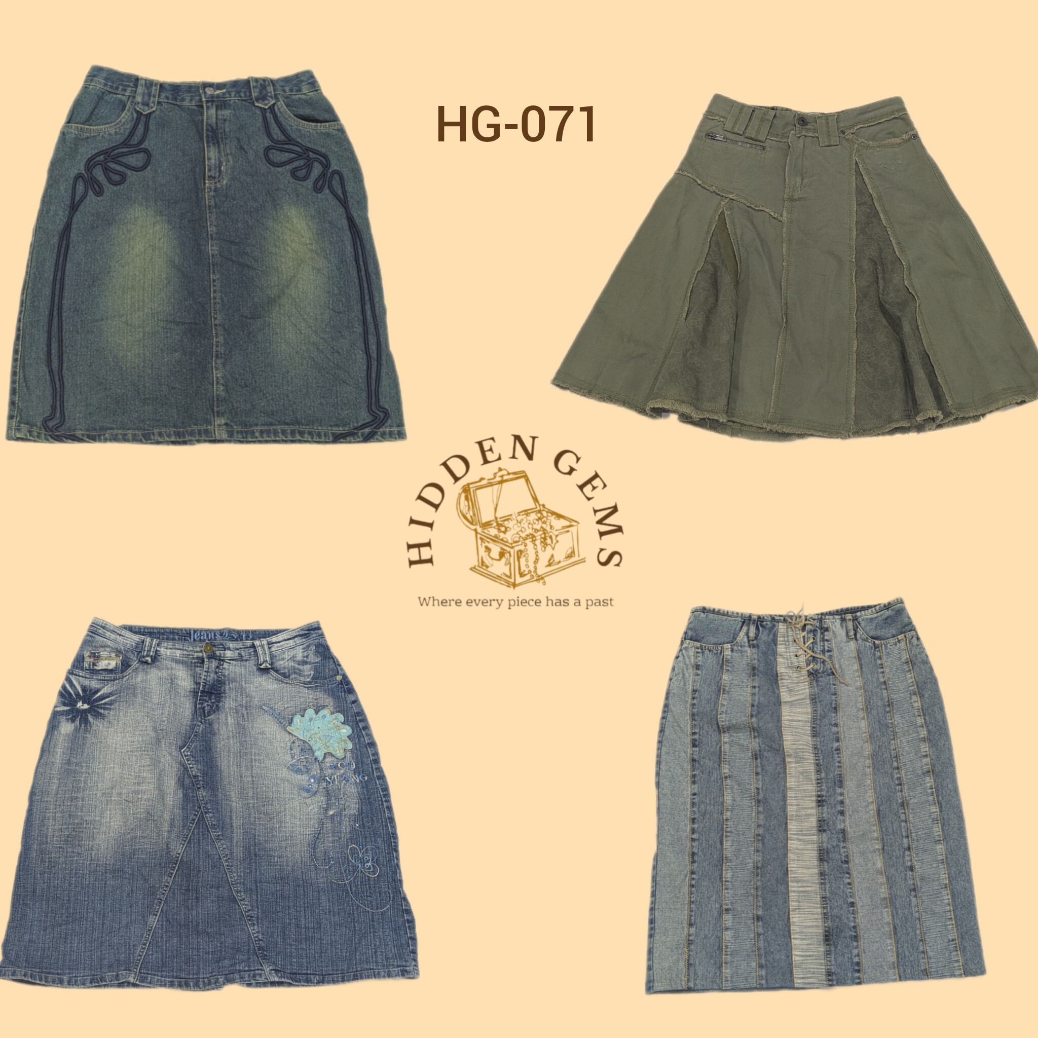 Y2K Unique Midi Denim Skirts (HG-071)