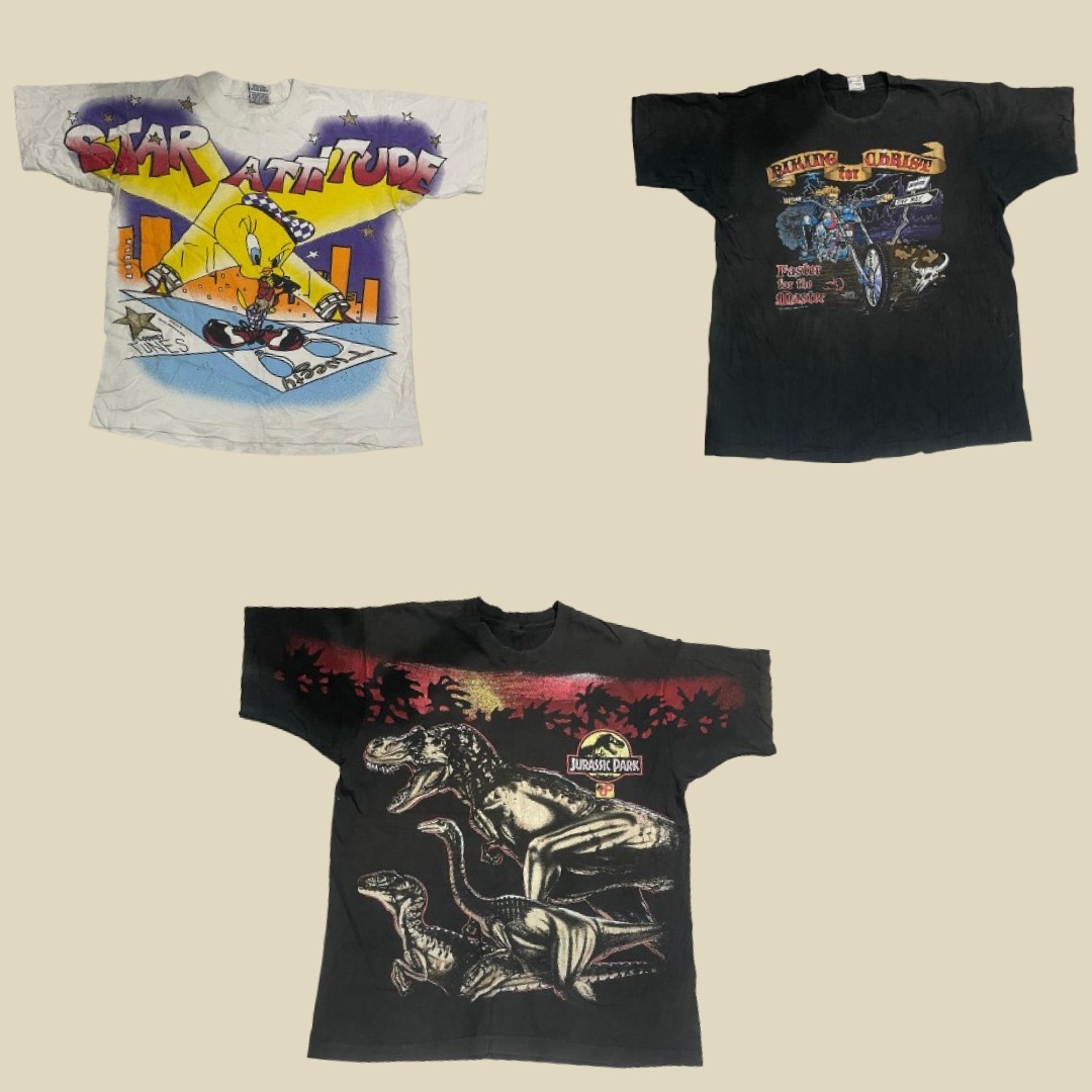 ビンテージ グラフィック Tシャツ バンドル | カートゥーンキャラクター、バイク、動物プリント