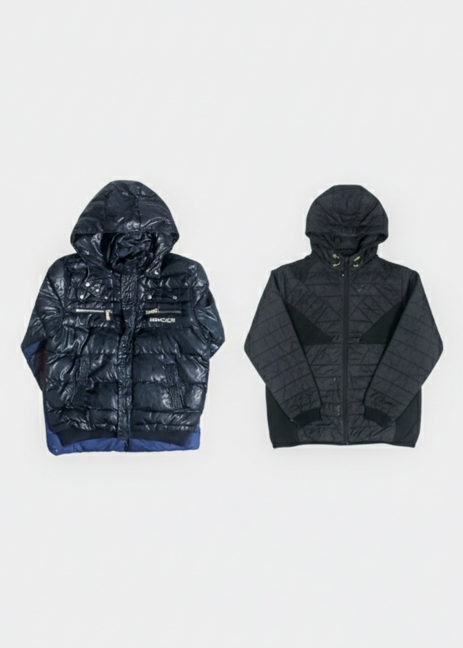 ヴィンテージY2Kシャイニーパファー＆ウィンドブレーカーセット