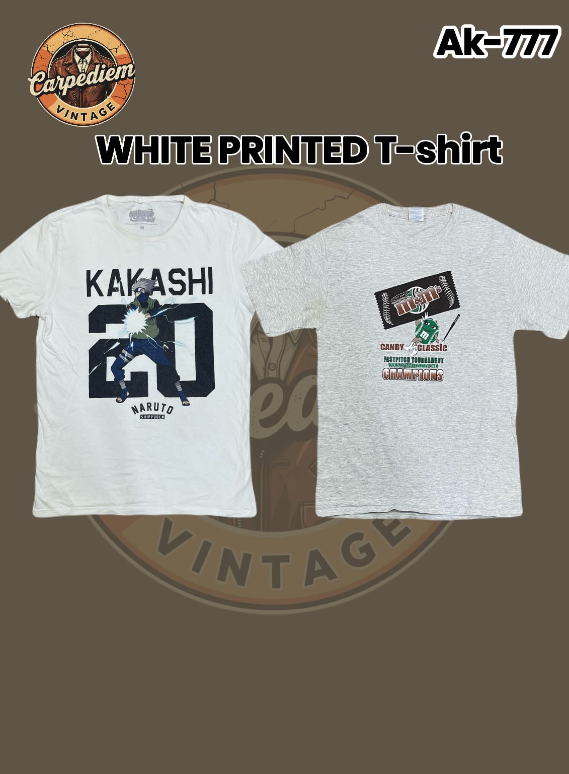 White printed T-shirts Ak-777