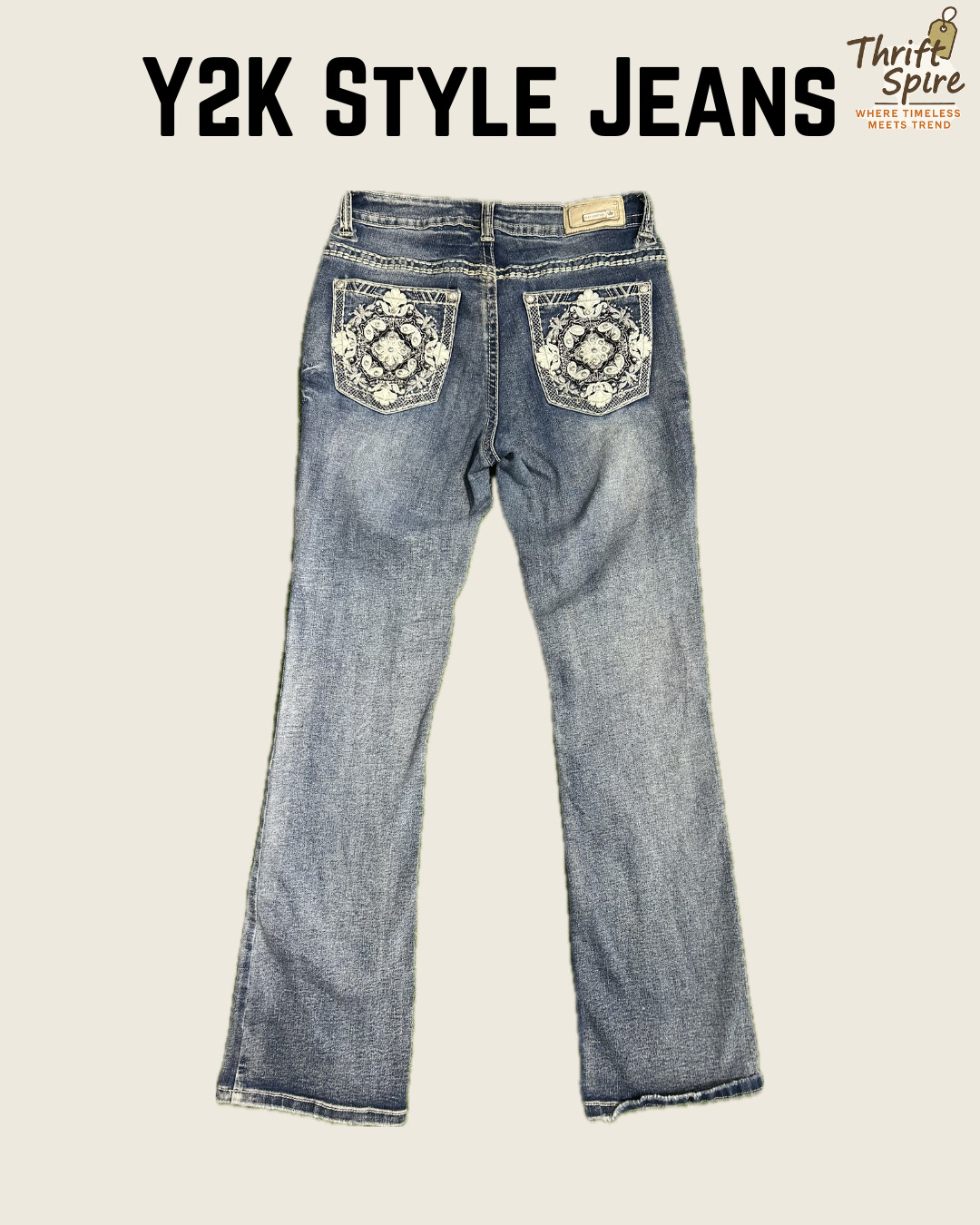 Y2K ポップ グラム ヘビービーズ ジーンズ (シルバー、ヴィゴス、グレース イン LA を含む) - [TS-0407]